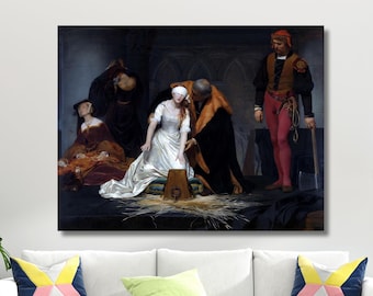 Paul Delaroche Art, Paul Delaroche The Execution of Lady Jane Grey Poster Canvas Art, Famous Print,Vintage Art,Fine Print Art,Home Decor