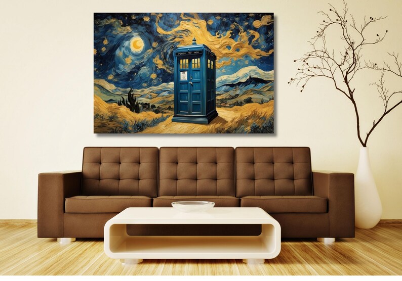 Doctor Who Wall Art Doctor Who Tardis Box Vincent Van Gogh the Starry ...