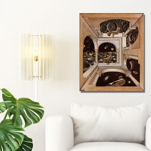 Escher Poster,Another World by Maurits Cornelis Escher Canvas Wall Art,Surrealist Poster Canvas,Maurits Cornelis Escher Poster,Escher Print