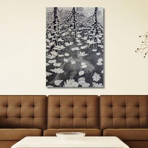 Escher Canvas,Maurits Cornelis Escher Fish Canvas,Cornelis Escher Poster,Escher Print,Surrealist Poster Canvas,Surrealist Art,Home Art Decor