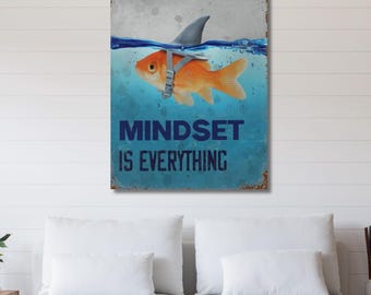 Mindset Is Everything Canvas,Goldfish Canvas Wall Art, Office Decor,Motivational Quotes,Motivational Art,Motivational Decor,Ready To Hang
