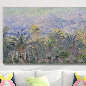 Lienzo de Claude Monet, Palmeras de Claude Monet en Bordighera, Pintura para pared, Arte, Galería de impresiones de Claude Monet, Obra de arte, Monet, Decoración del hogar