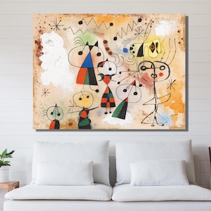 Joan Miro Poster, Joan Miro Leinwand Wandkunst, Joan Miró Abstrakter Surrealismus Kunst, Abstrakte Leinwand, surreale Wandkunst, gewickeltes surreales Leinwandplakat