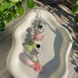 Peach Keychain Charm, Resin Fruit Key Ring, Southern Inspired Accessory, Cute Bag Charm, Gift for Her