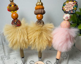 Beaded Pens, Fall pens, co-worker gift, teacher gift, gifts for women, fun gifts, Halloween gifts, Halloween, handmade pens, Halloween pens