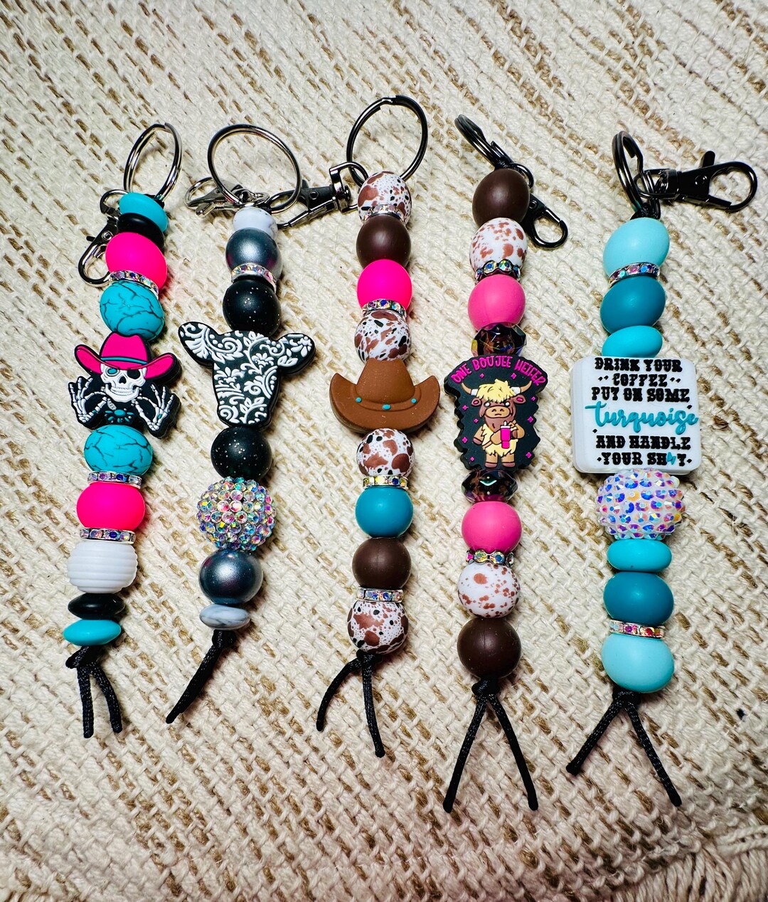Western Silicone Beaded Keychains, Beaded Keychains, Easter Gifts ...