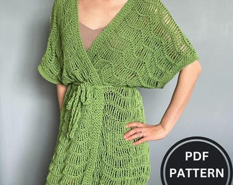 Crochet Pattern - Size Inclusive (XS-4X), PDF Download, Women Robe Cardigan