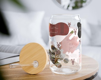 Copo de bebida floral inspirador: copo motivacional de 16 oz com canudo