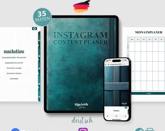 Instagram digital content planner in German, undated, digital and Printable, social media planner & tracker, GoodNotes, digital download.