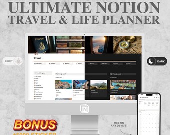 Notion Travel Templates, Notion LIFE Planner Template, Lifestyle & Wellness Planner Templates, Health and Fitness Notion Planner Templates