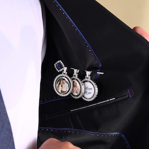 Groom Gift, Wedding Lapel Pin, Custom Photo Lapel Pin, Boutonniere Photo Charm, Lapel Pin with Pictures, Memorial Pin for Groom Wedding Gift