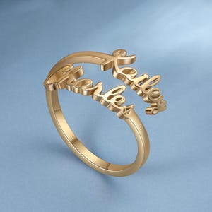 彼女のためのダブルネームリング、2つの名前のリング、母と娘のリング、調節可能なリング、お母さんへのパーソナライズされたギフト、親友へのギフト、クリスマスギフト