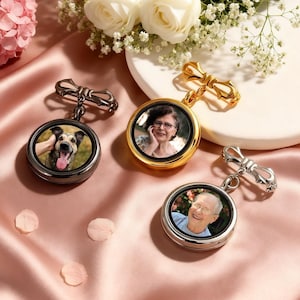 Spilla da bavero per sposo, spilla da bavero con foto personalizzata, ciondolo con foto a forma di fiore all'occhiello, spilla con foto, spilla commemorativa per lo sposo