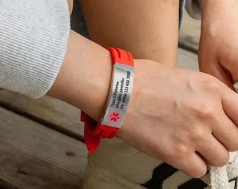 8 Colors Medical Alert Bracelet,Custom Silicone Waterproof Sport Bracelet,Health Emergency Alert ID Bracelet,Medical Jewelry for Men/Women