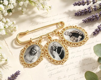 Custom Bridal Bouquet Charm with photo, Flowers Bouquet Photo Charm, Memorial Keepsake with Ribbon, Something Blue Bride Gifts