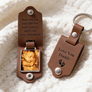 Portachiavi personalizzato per ecografia, Daddy Carry Me, portachiavi Bump, regali per futuri papà, regalo di compleanno per papà con ecografia da Bump, ricordo per neonato