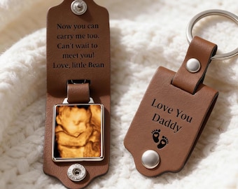 Personalized Ultrasound Keychain, Daddy Carry Me, Bump keyring, Expecting Dad gifts, Sonogram Dad Birthday Gift from Bump, New Born Keepsake