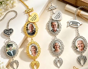 Colgante de borla de graduación personalizado, recuerdo fotográfico con alas de ángel, recuerdo de la promoción de 2026