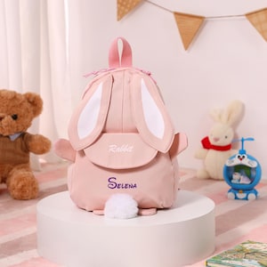 Personalized Kids Backpack, Bunny Backpack, Custom Toddler Backpack, First Day of School, Birthday Gifts, Monogram Backpacks for Girls Boys