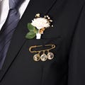 Groom Wedding Lapel Pin, Custom Photo Lapel Pin, Boutonniere Photo Charm, Memorial Photo Charm, Wedding Keepsake for Groom Gift