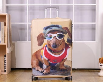 Funda de equipaje con foto personalizada, funda de maleta de viaje, funda de maleta de viaje con cara divertida, protector de equipaje elástico, regalos de luna de miel