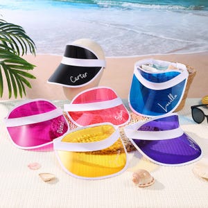 Custom Name Colorful Visors, Summer Pool Party Visors, Personalized Bridal Shower Party Accessories,Bridesmaids Hat,Beach Wedding Gift