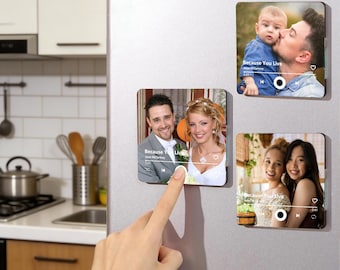Personalized Music Fridge Magnet, Play Whole Song Music Box, Custom Photo Music Magnet, Photo Magnet, Anniversary Gifts, Fathers Day Gifts