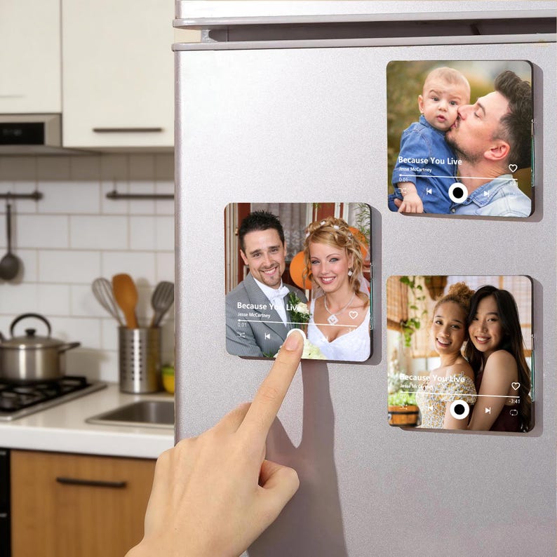 Personalized Music Fridge Magnet, Play Whole Song Music Box, Custom Photo Music Magnet, Photo Magnet, Anniversary Gifts, Fathers Day Gifts image 1