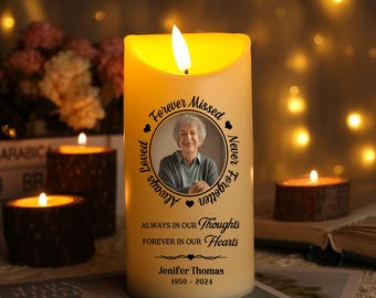 Vela LED con foto personalizada, vela de condolencias con foto personalizada, regalos de duelo para familiares, regalo de recuerdo con foto personalizado por la pérdida de un familiar.