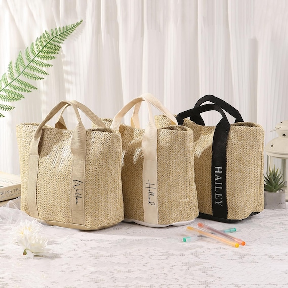 personalized Beach bag, Burlap Tote Bag, Straw Woven Tote Bag, Bridal Shower Gift, Wedding Gift, Beach Bag Bachelorette, Bridesmaid Proposal