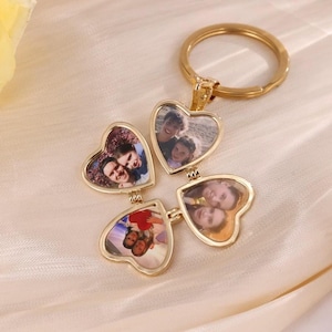 Custom Keychain with Photo,Heart Locket Keyring,Picture Keychain,Couple Gift, Photo Locket Necklace,Gift for mom,Grandma,Mother&#39;s Day Gift