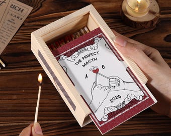 Hand-Crafted Personalized Wooden Matchbox | Custom Anniversary & Valentine's Day Gift for Couples, Him, or New Home