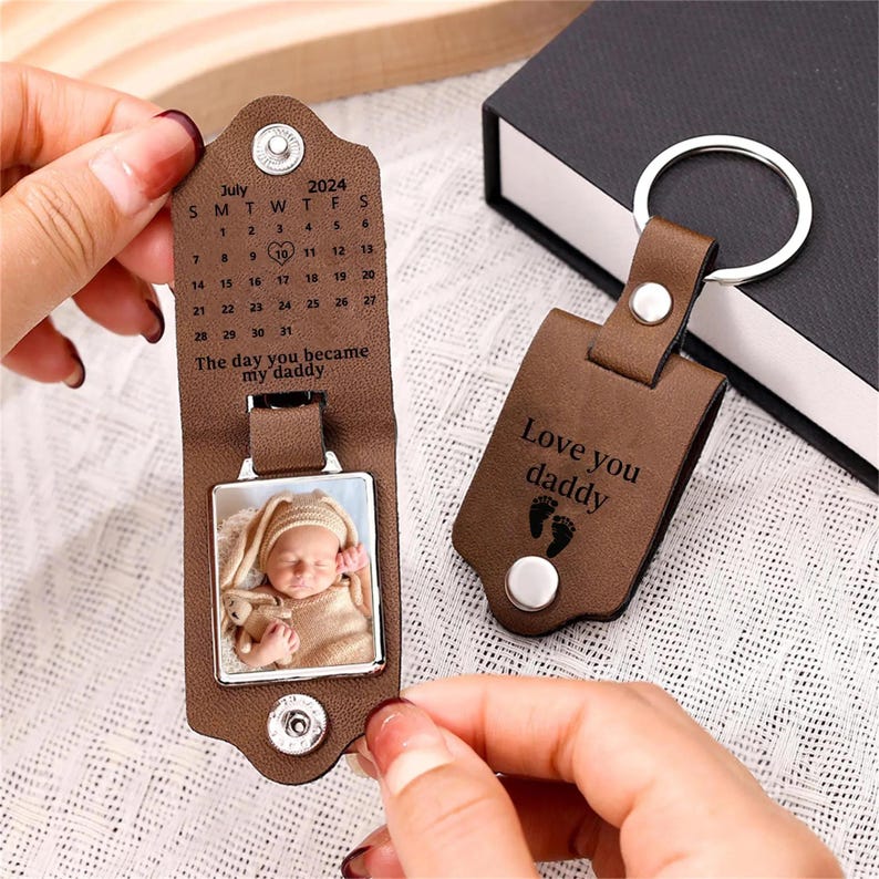 The Day You Became My Daddy Keychain First Dad New Dad Keychain Personalised Gift Baby Shower Gift Father's Day Gifts New Born Keepsake image 4