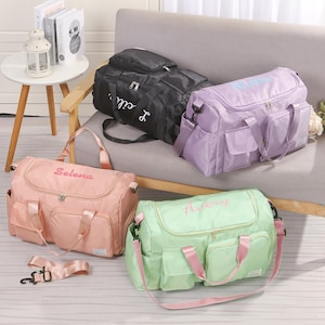 Sac de sport avec nom personnalisé,Sacs de voyage,Sac de week-end personnalisé,Sac de danse,Sac de voyage,Cadeau d'anniversaire,Trousse de sport initiale pour elle et lui,Trousse d'hôpital