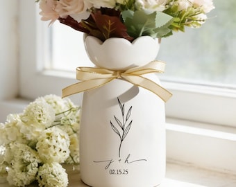 Personalized Wedding Flower Vase Custom Engagement Gifts Vase for Wedding Gift Custom Bride Gifts for Couple Bridal Shower Gifts