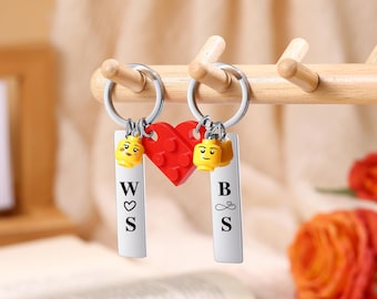 Set di portachiavi personalizzati per coppie - Portachiavi con nome personalizzato - Regalo di San Valentino, anniversario per lui, lei, fidanzato, fidanzata, migliore amico