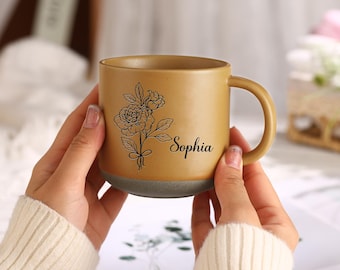 Personalized Coffee Mug Birth Flower Mug, Custom Large Mug for Mom Family Gift, Gift for Dad Mug Gift Mother's Day Gifts, Birthday Ideas