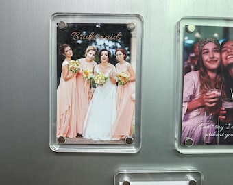 Bridesmaid Proposal Photo Frame, Photo Frame with Custom Text, Custom Acrylic Fridge Magnetic Photo Frames with Personalized Photos