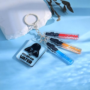 Porte-clés Je suis leur père avec noms d'enfants, sabre laser personnalisé, porte-clés Star Wars de fils à père, cadeau porte-clés fête des pères pour papa