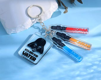I'm Their Father Keyring with Kids Names, Custom Name Lightsaber, Star Wars Keychain from Son to Father, Father's Day Keychain Gift for Dad