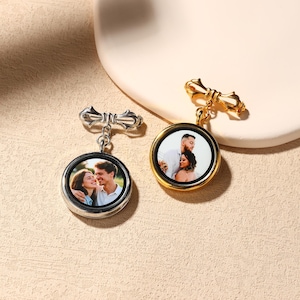Wedding Gift for Groom Wedding Lapel Pin, Custom Photo Lapel Pin, Boutonniere Photo Charm, Lapel Pin with Pictures, Memorial Pin for Groom