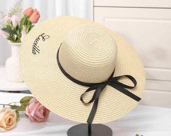 Customized Floppy Beach Hat, Bride Gift, Bridal Shower Gift