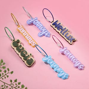 Name Keychain, Backpack Name Tags, Diaper Bag Tag, Personalized Name Plate, Custom Acrylic Key Chain, School Bag Name Tag, Bog Bag Tag