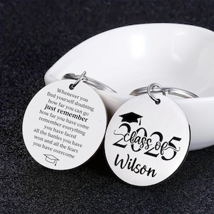 Personalized Graduation Keychain, Graduation Gift for Graduates, Class of 2025 Keychains, Custom Grad Gift, Graduation Keyring Gift