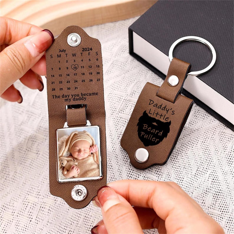The Day You Became My Daddy Keychain First Dad New Dad Keychain Personalised Gift Baby Shower Gift Father's Day Gifts New Born Keepsake Brown-Beard Puller