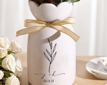 Custom Flower Vase Memorial Wedding Vase Ceramic Flower Vase for Wedding Gift for Newlyweds Bridal Shower Gift for Birde Anniversary Gifts