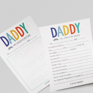 Alles over Daddy afdrukbaar | Vaderdag Vul de blanco vragenlijst in | Cadeau voor papa | Fijne Vaderdag