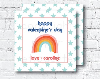 Rainbow Retro VSCO Girl Valentine's Day Card- Middle School Valentine - Vsco Rainbow Valentine - Rainbow Valentine -Retro Hipster Valentine