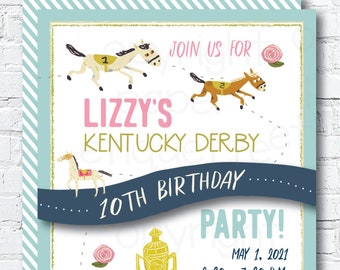 Kentucky Derby Party Invitation, Horse Race Invite, Preakness Invite, Horse Birthday, The Hunt Race Party, Horse Invitation, Derby Party