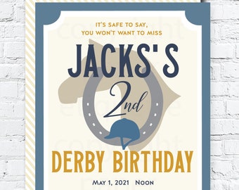 Kentucky Derby Birthday Invitation, Derby Birthday Party, Printable Horse Racing Birthday Invitation, Horse Camo Birthday, Horse Party